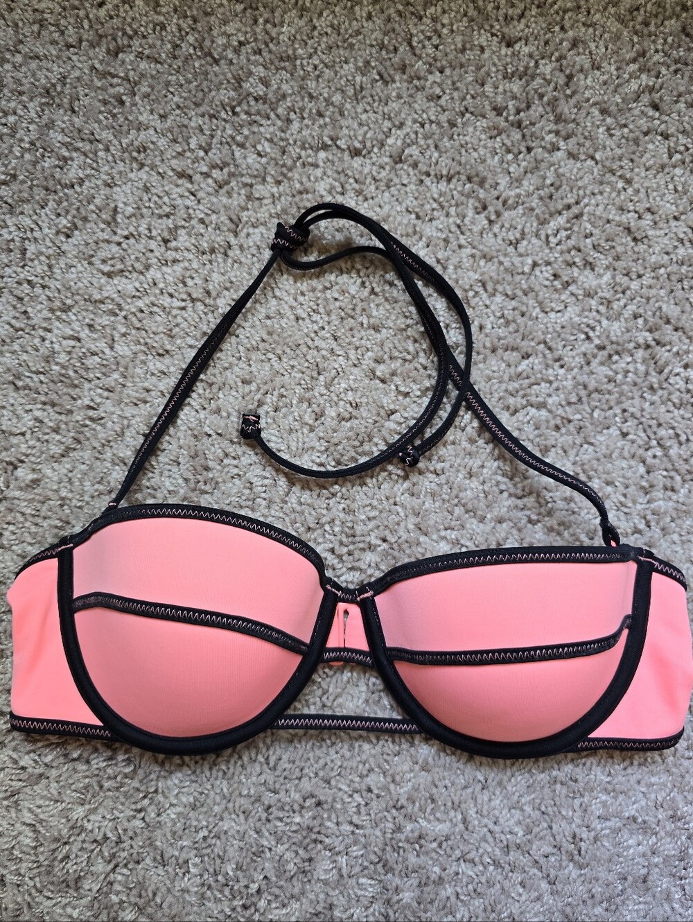 36B Vintage Victoria's Secret Neon Orange Nikini Top with Black Trim